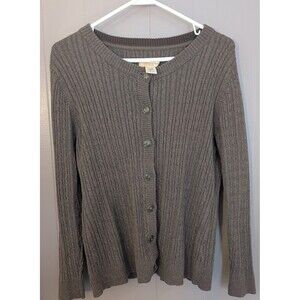 Covington Petite Large Brown Sweater with Buttons Long Sleeve Women's